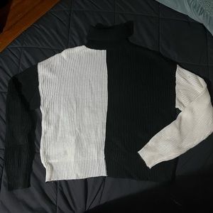 shein small black and white mismatch woven sweater
